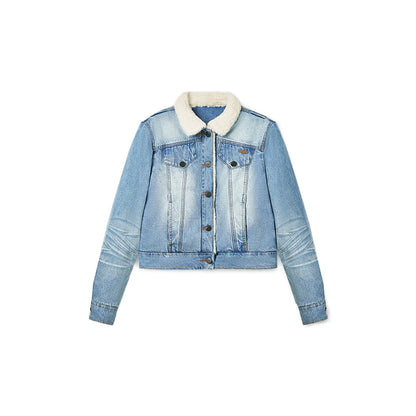 &quot;Caraval Series&quot; Washed Twill Denim Cotton-Padded Jacket