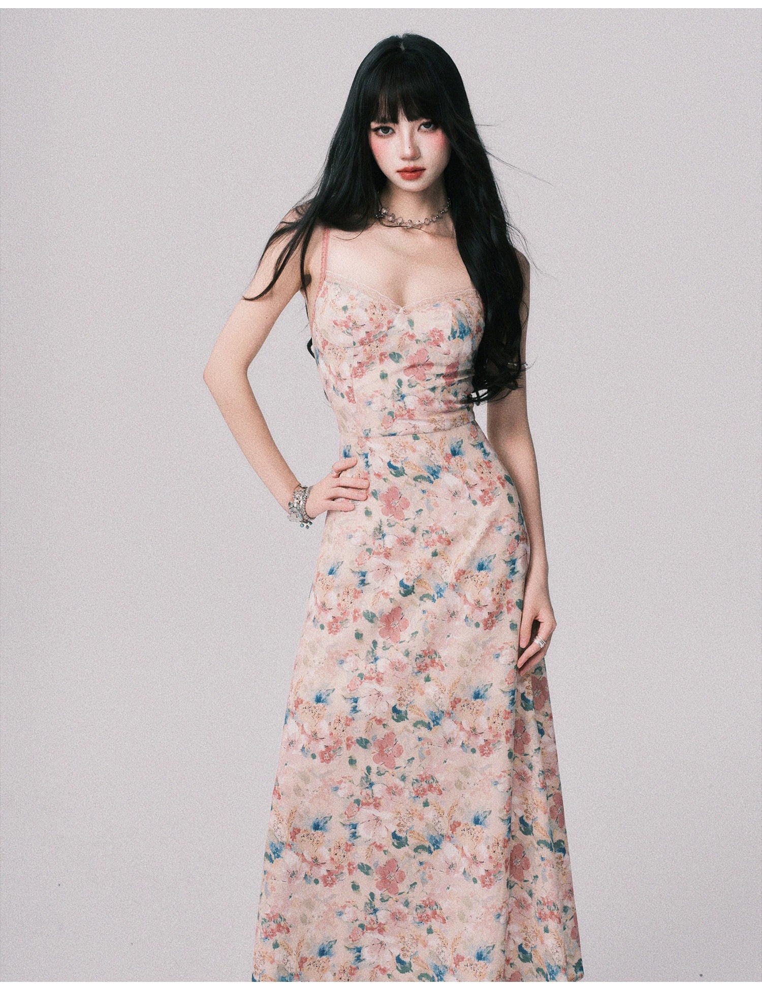 Floral French Vacation Slip Maxi Dress