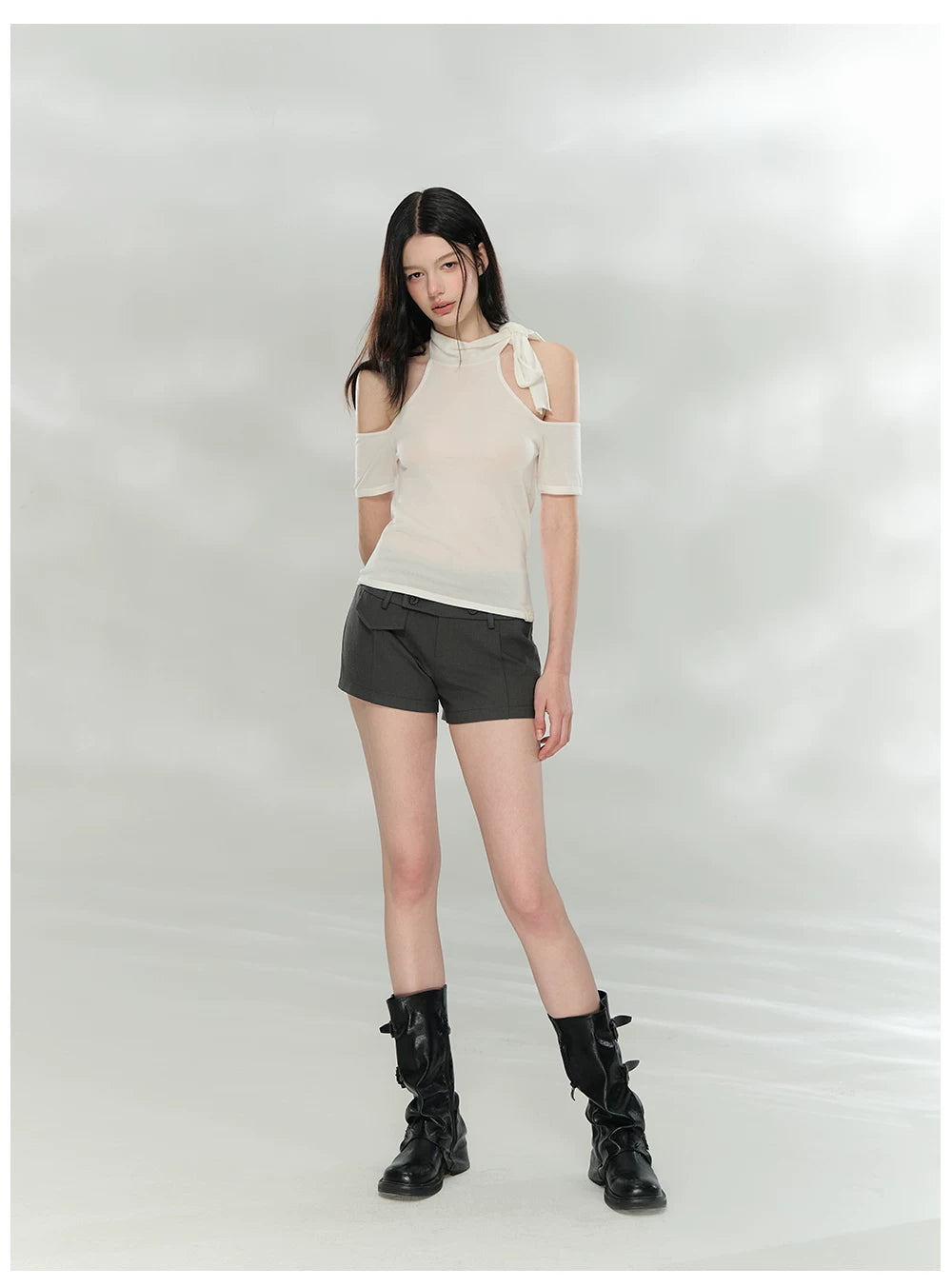 Double-Breasted Belted Tailored Shorts