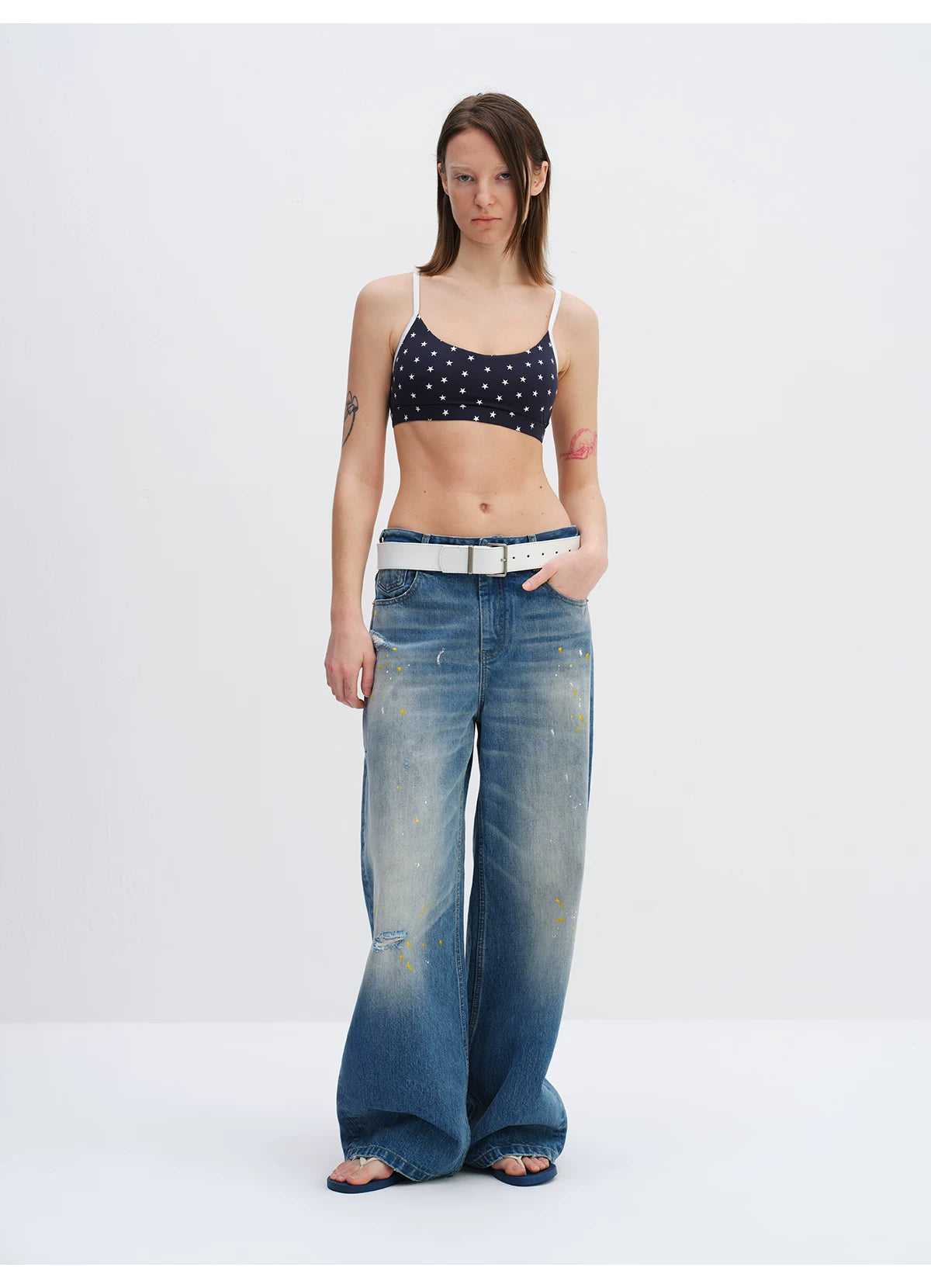 Star Print Racerback Sports Bra