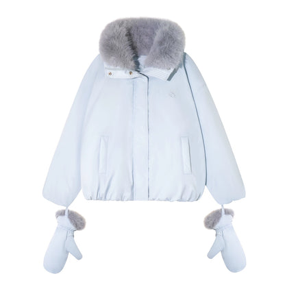 Fur-Collar Short Down Puffer Jacket