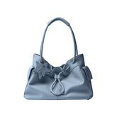 Pebbled Leather Drawstring Cloud Shoulder Bag ECODAY