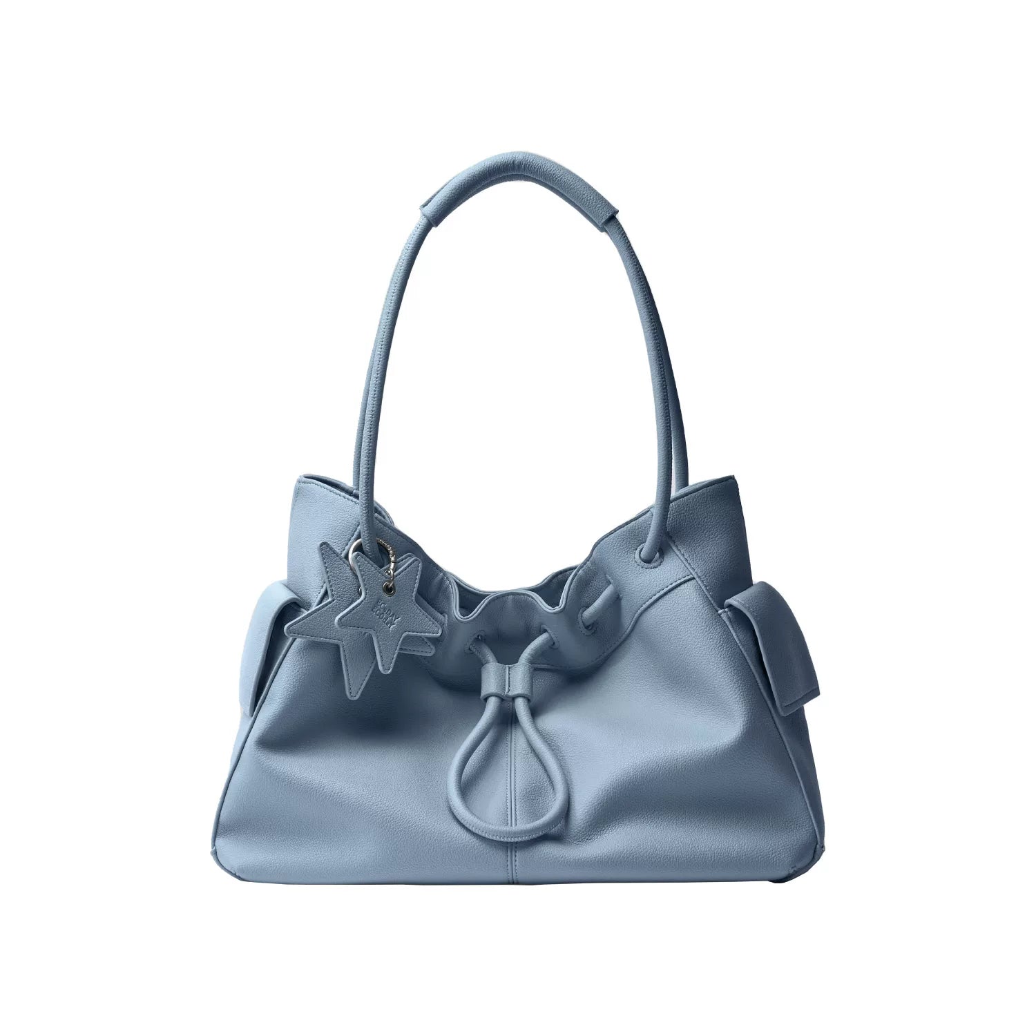 Pebbled Leather Drawstring Cloud Shoulder Bag ECODAY