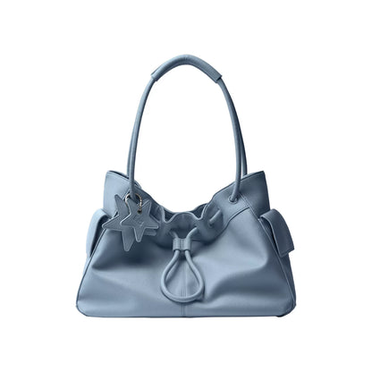 Pebbled Leather Drawstring Cloud Shoulder Bag ECODAY