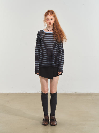 Retro Stripe Versatile Knit T-Shirt