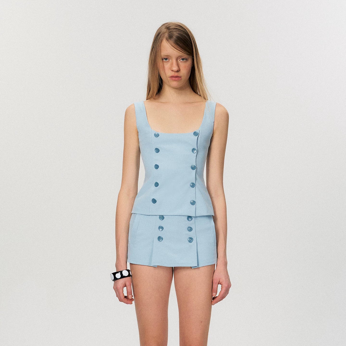 Double-Breasted Tailored Mini Skirt Set NeverMore