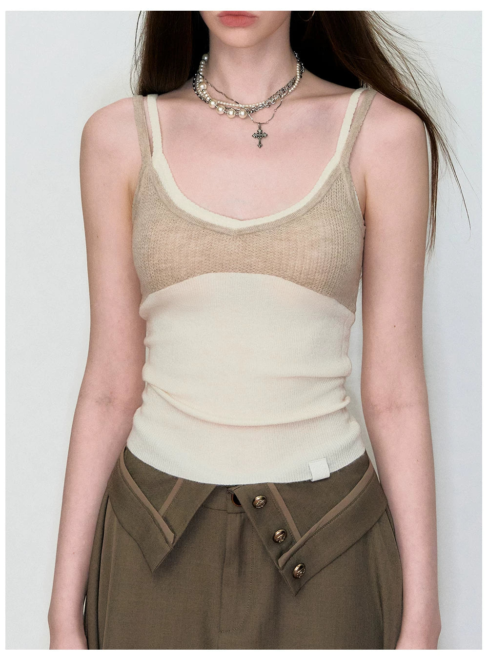 Colorblock Knit Camisole Vest