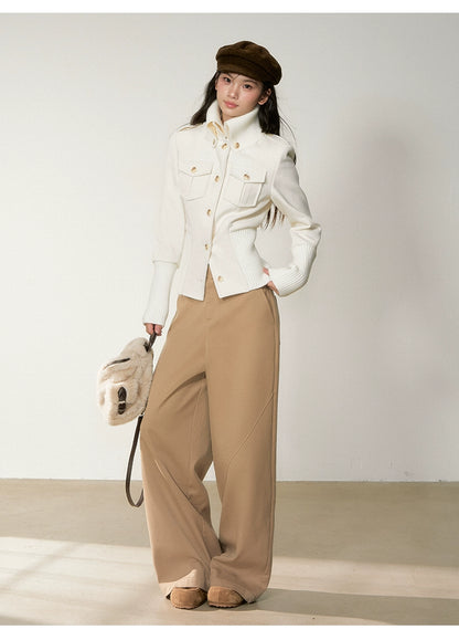 Vintage Cinched-Waist Double-Way Wool Jacket