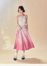 Pink Gradient Strap Dress - CHINASQUAD