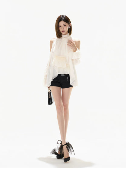 Vintage Court Halterneck Chiffon Sleeveless Blouse
