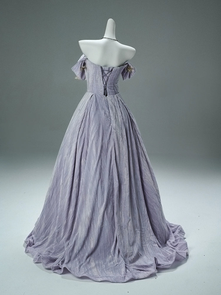 Opulent Lavender Smoke Couture Gown