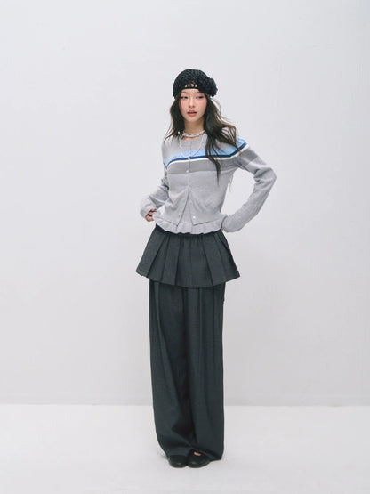 Ruffle Trim Bandeau &amp; Cardigan Knit Set