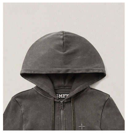 Wild Vintage Zip-up Cropped  Hoodie