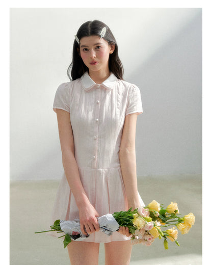 Preppy Vintage Short Sleeve Shirt Dress