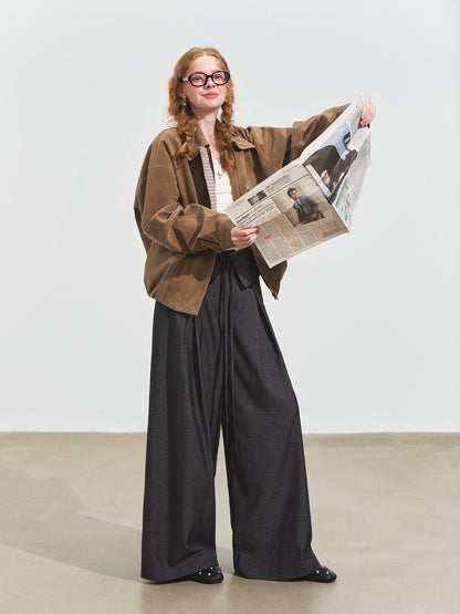 Cuffed Waist Draped Tailored Pants