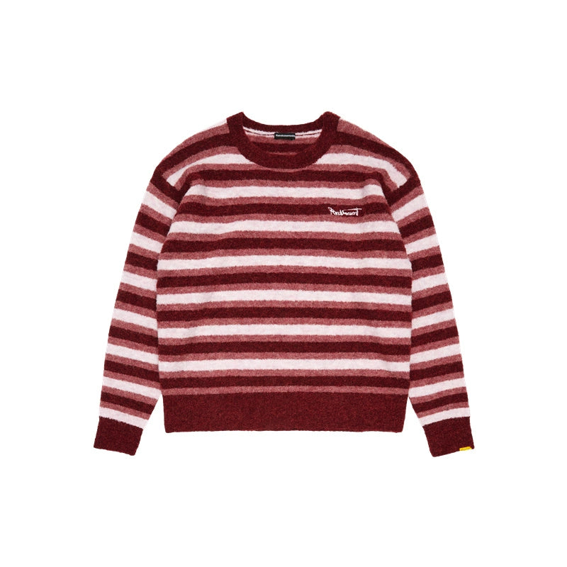 Contrast Stripe Embroidered Knit Sweater