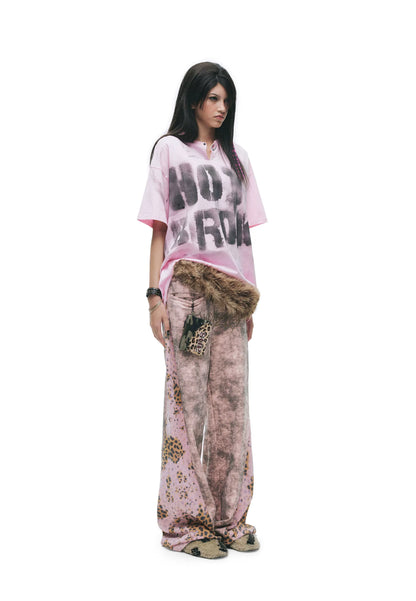 Hand-Sprayed Graffiti Distressed Oversized T-Shirt