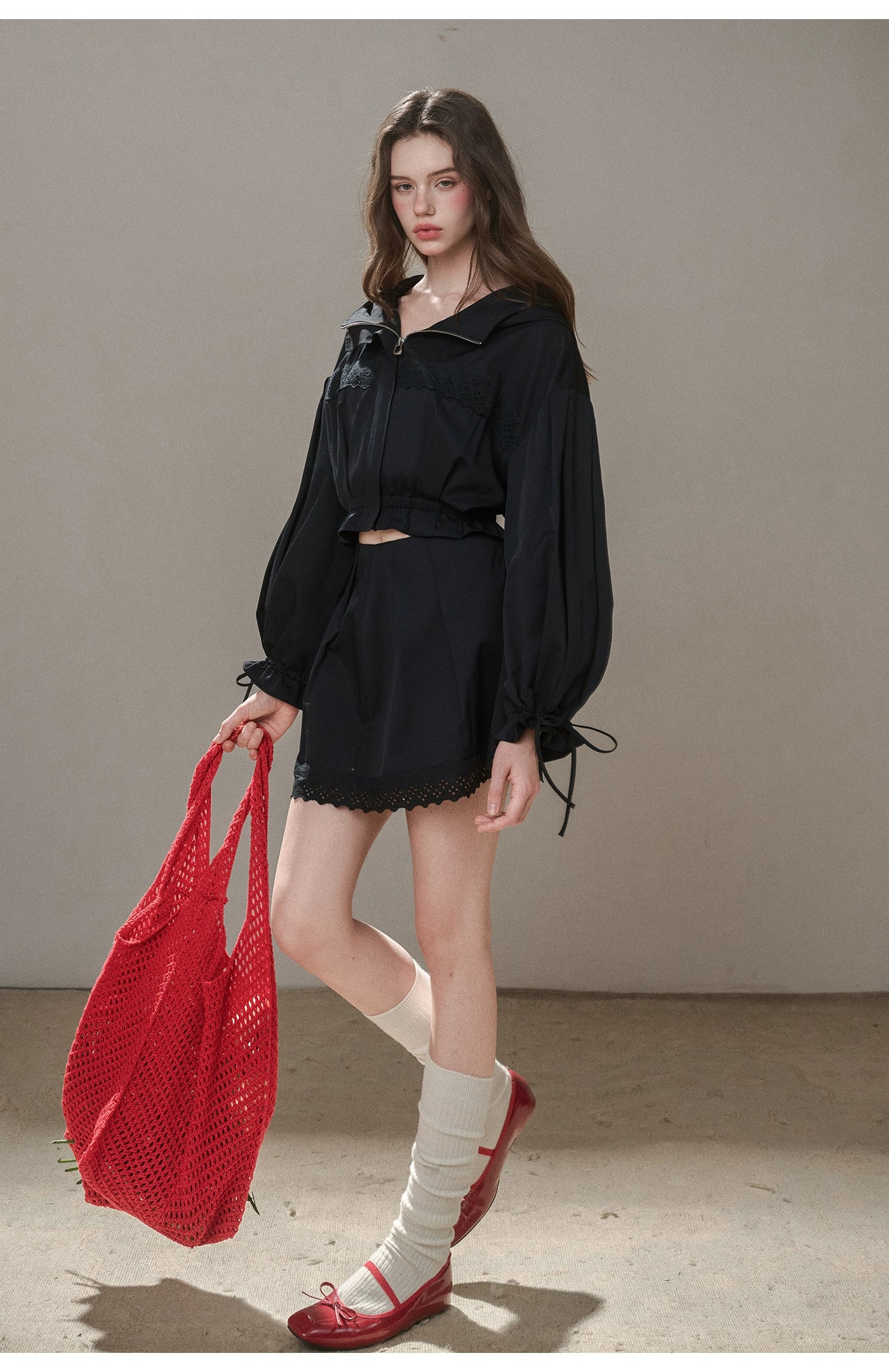 “Reading Time” Cotton Trench &amp; Skirt Set