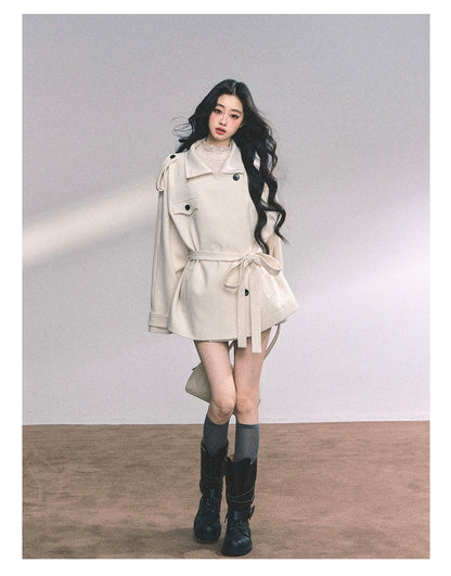 French British-Style Relaxed Wool Coat