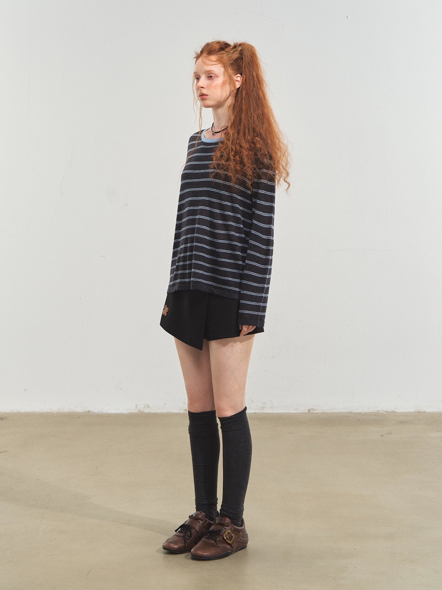Retro Stripe Versatile Knit T-Shirt