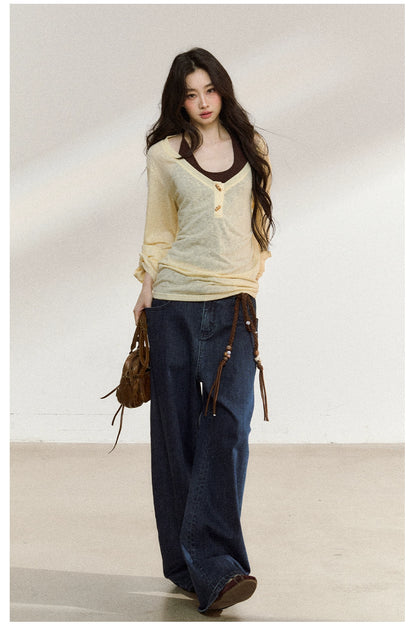Classic Indigo High-Stretch Wide-Leg Jeans
