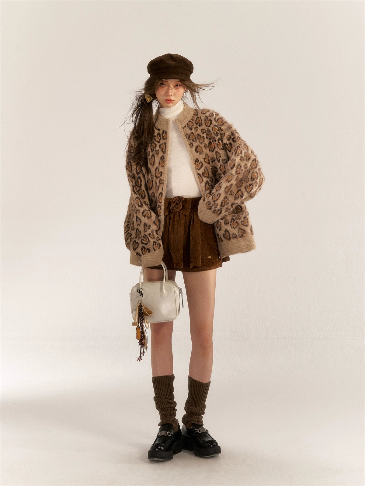 Brown &amp; Gray Leopard Print Coat