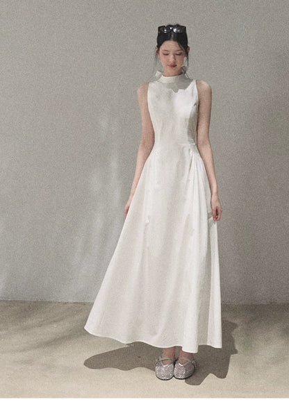 Vanilla Spring Halter Backless Dress