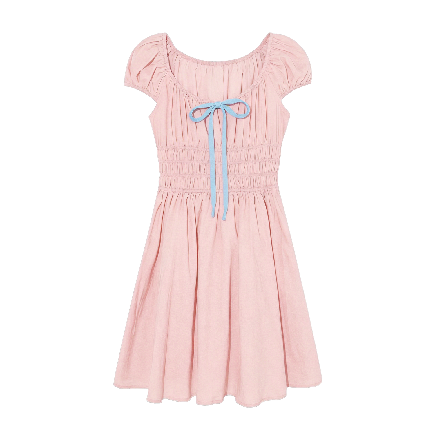French Floral Tie-Waist Square Neck Puff Sleeve Dress