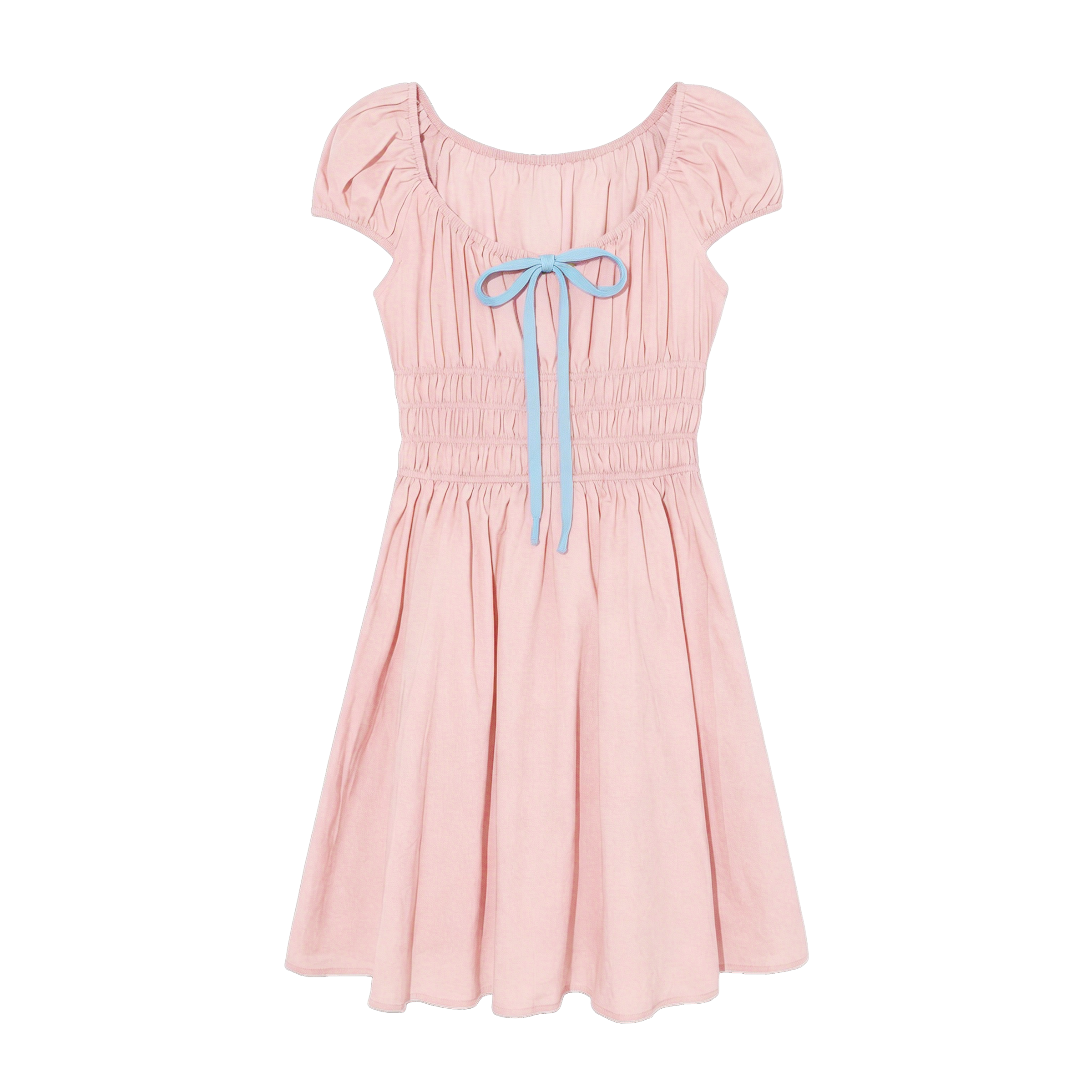French Floral Tie-Waist Square Neck Puff Sleeve Dress