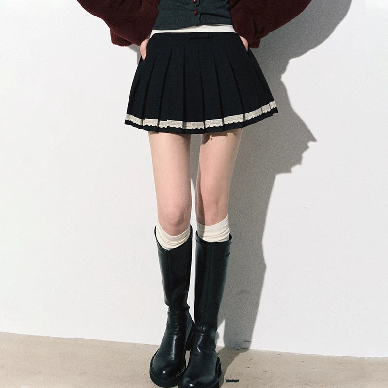 Vintage Preppy Low-Rise Pleated Mini Skirt