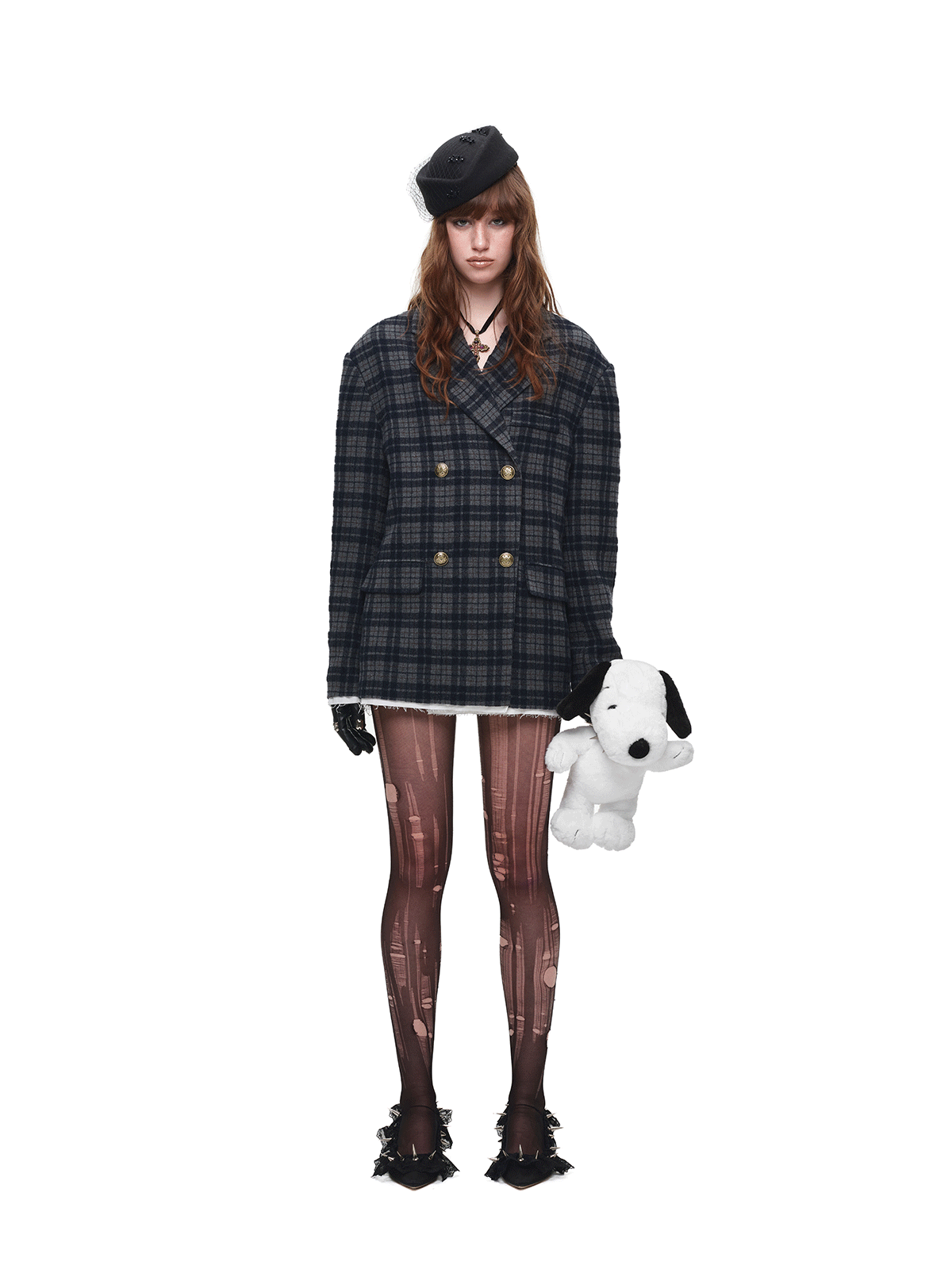 Vintage Plaid Double-Breasted Coat