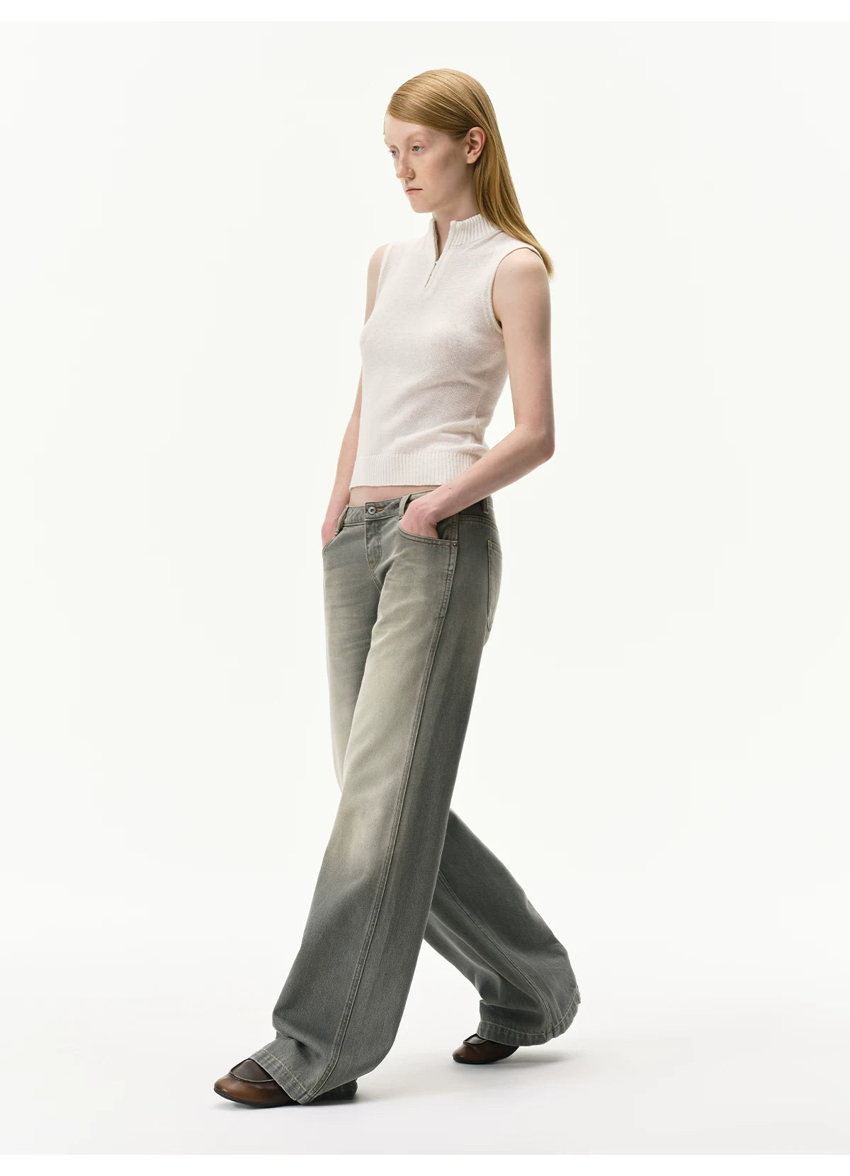 Linen-Blend Mock Neck Knit Tank