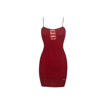 Hollow-out Heart-shaped Strap Dress - CHINASQUAD