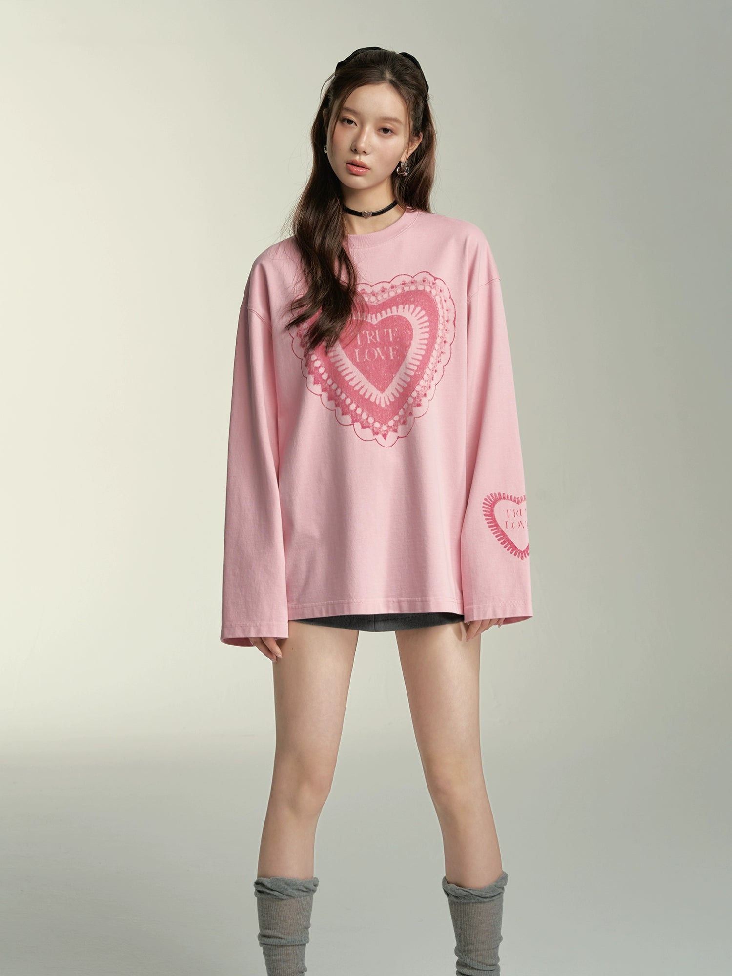 Black &amp; Pink Lace Long Sleeve T-Shirt - CHINASQUAD