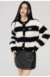 (Final Sale) Black & Brown Striped Cardigan - CHINASQUAD