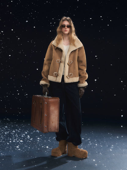 Horn-Button Sherpa Jacket