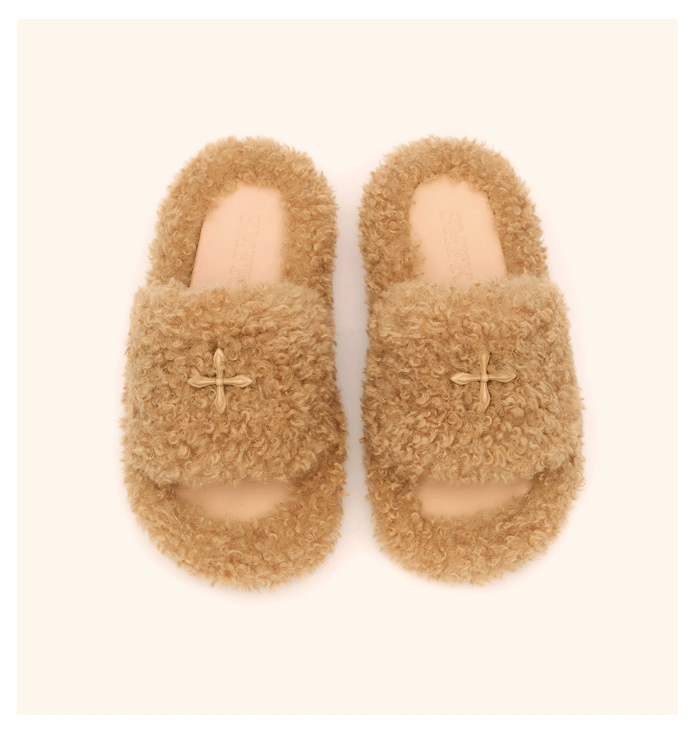 SMFK Fuzzy Platform Black Edition Slide Sandals