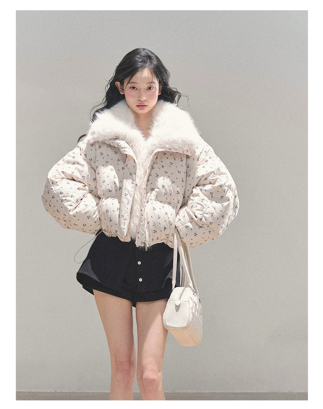 Short White Duck Down Puffer Jacket