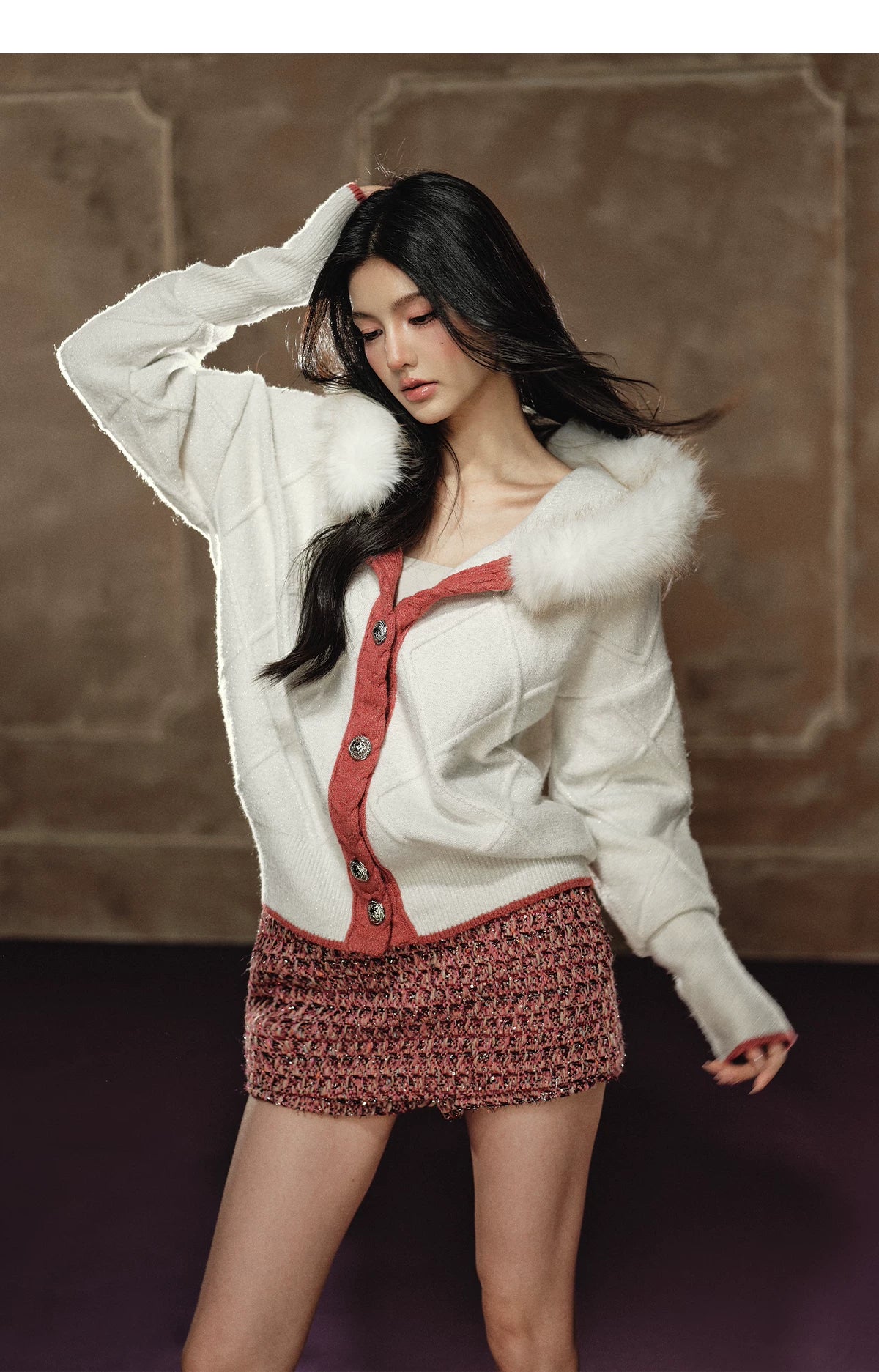 Tweed-Style A-Line Mini Skirt