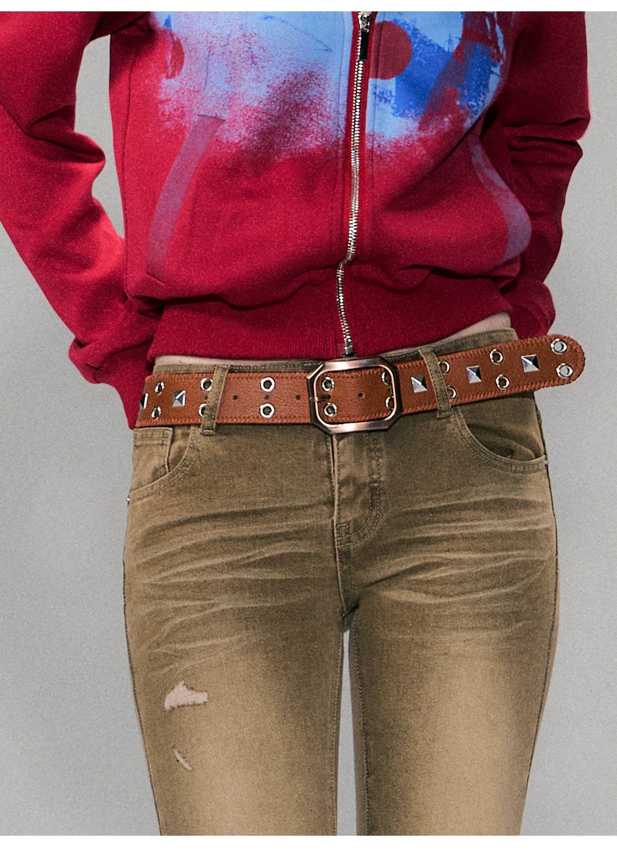The NeverMore Vintage Studded Leather Belt NeverMore