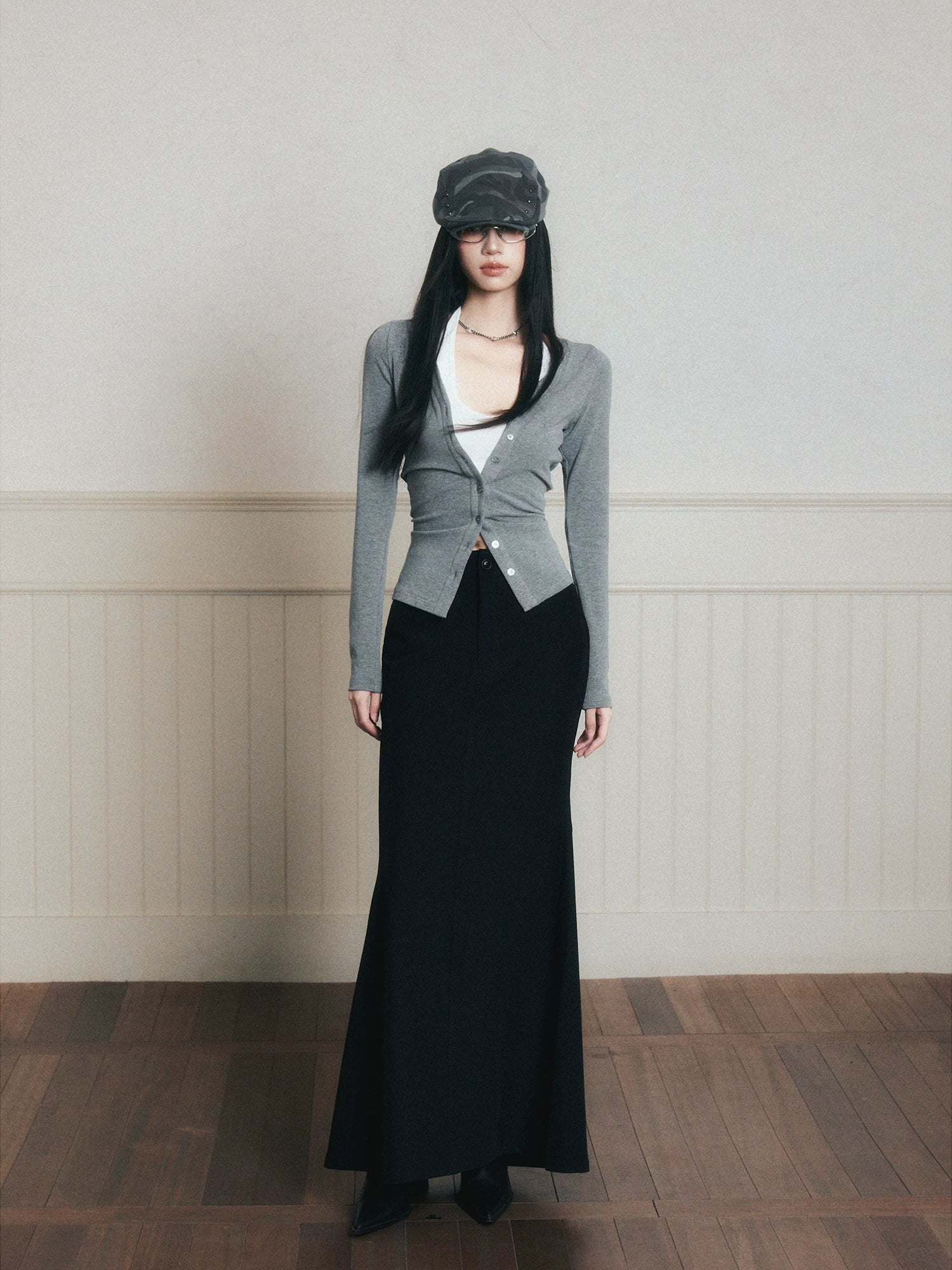 Layered Halter Camisole &amp; Knit Cardigan Set