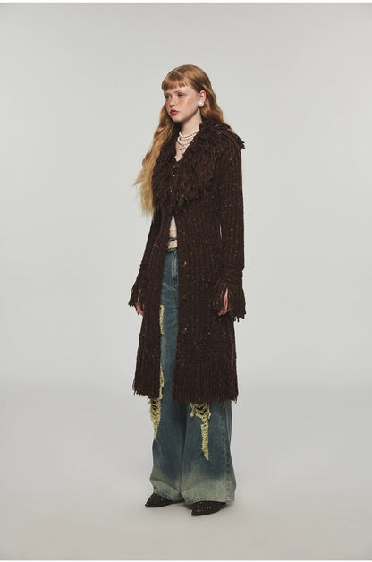 Tassel Knitted Maxi Overcoat - CHINASQUAD