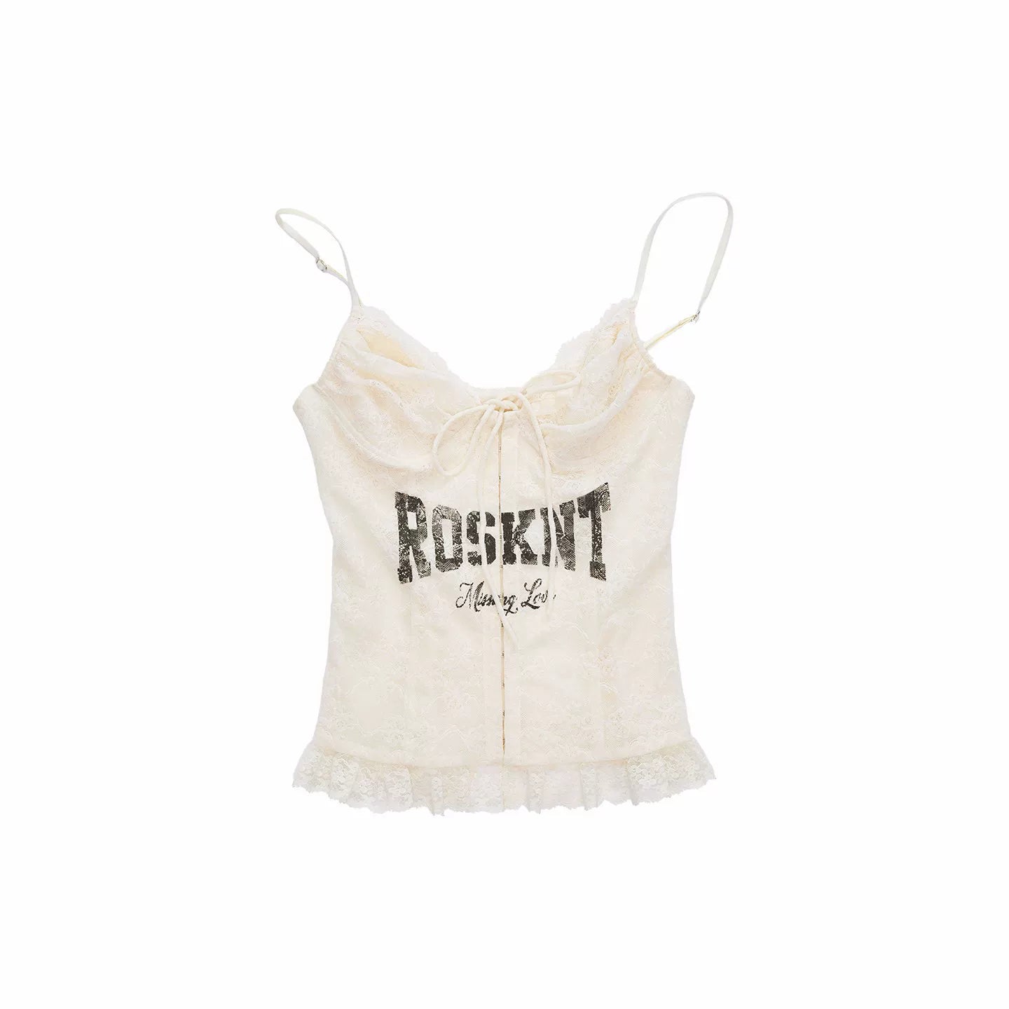 Lace-Up Letter Print Corset Camisole