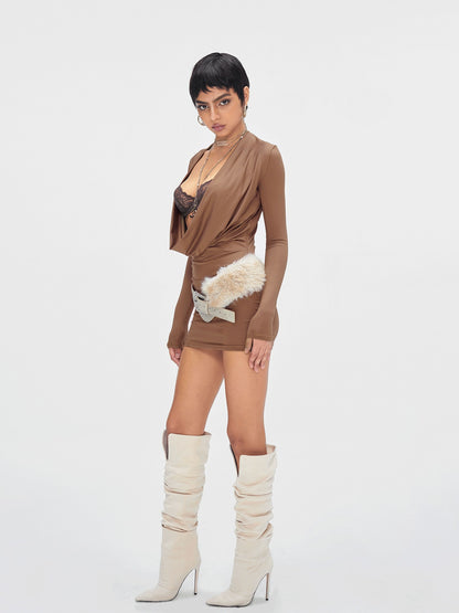 Contour-Fit Long-Sleeve Bodycon Dress