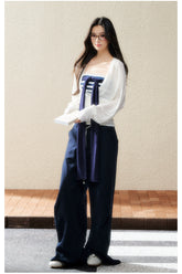 Midnight High-Waist Wide-Leg Trousers - CHINASQUAD