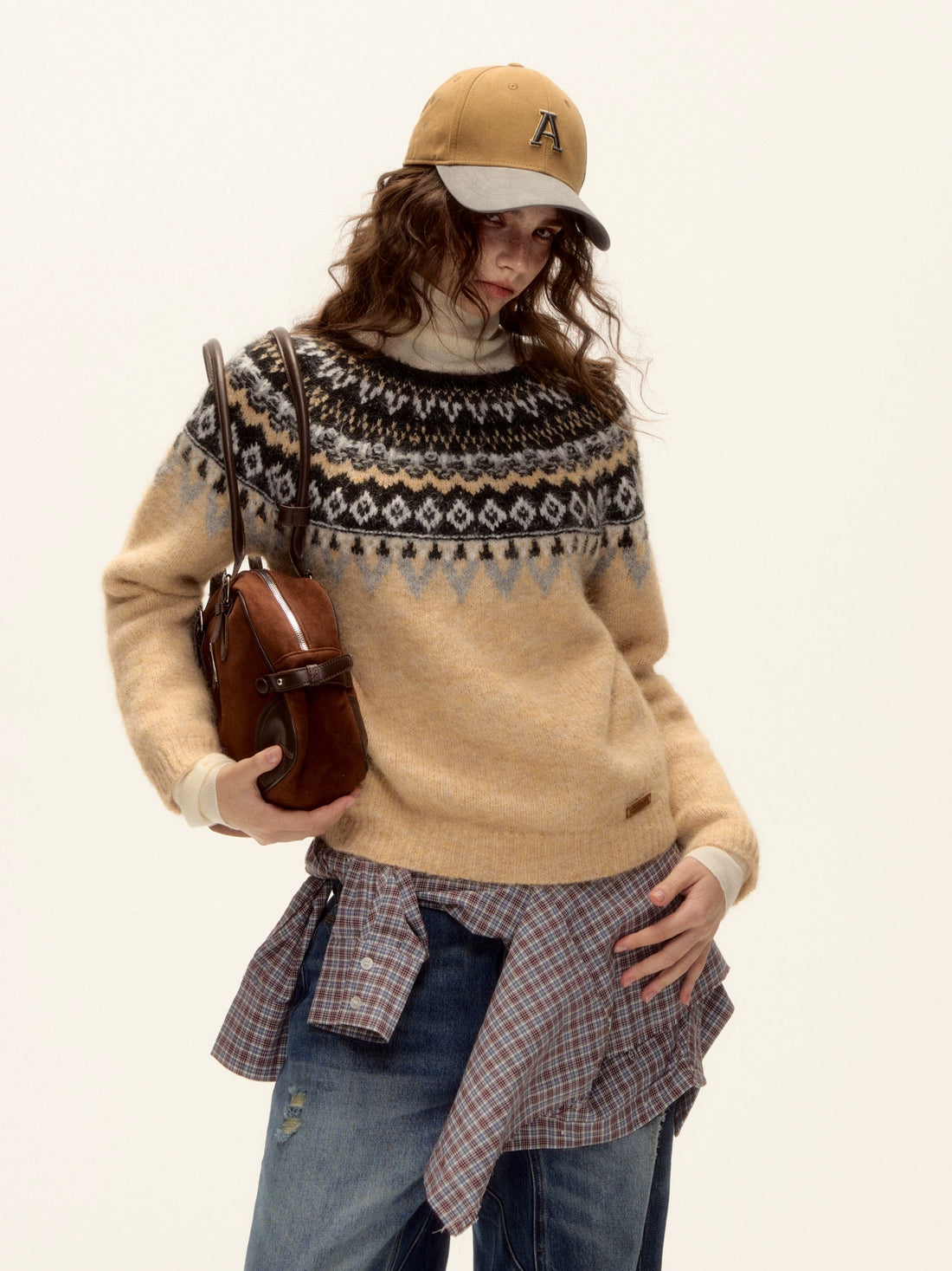 Asgony Retro Contrast Lettering Baseball Cap