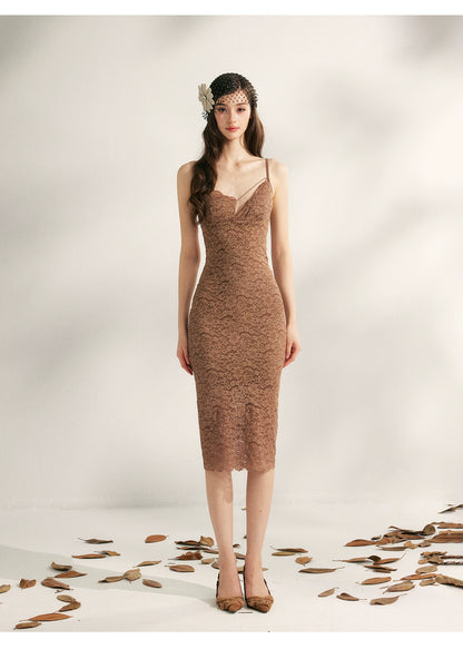Embroidered Lace Fishtail Dress