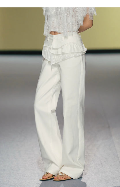 Ballet Lace-Trim Deconstructed Flare Pants
