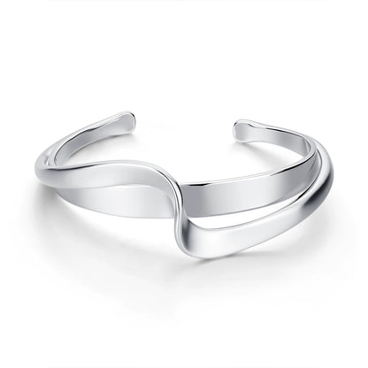 Minimalist Möbius Line Open Cuff Bracelet