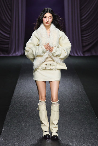 Faux Fur Trim Quilted Cotton Jacket